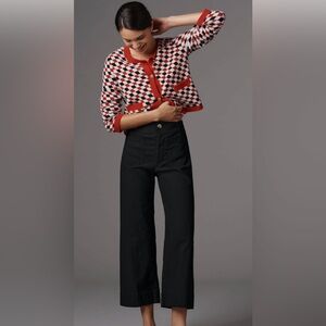 Anthropologie Maeve Colette Wide-Leg Crop Pants Magic Fabric Black 28